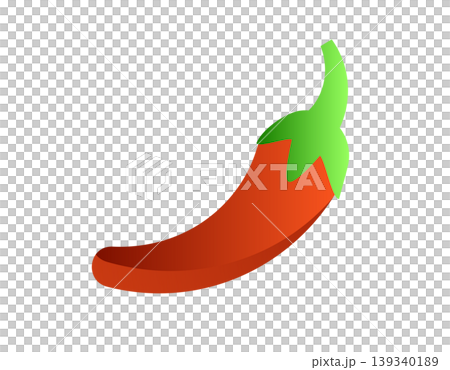 Vibrant gradient red chili pepper icon with green stem 139340189
