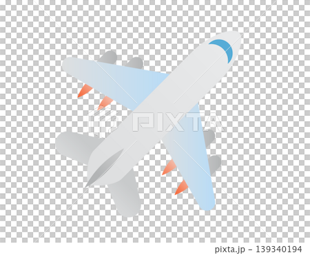 Modern jet airplane with sleek design and vibrant orange engines in flight Modern jet airplane with sleek design and vibrant orange engines in flight 139340194