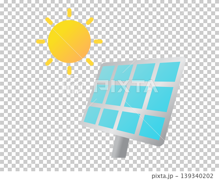 Solar panel icon capturing sunlight for clean energy generation on a bright day Solar panel icon capturing sunlight for clean energy generation on a bright day 139340202