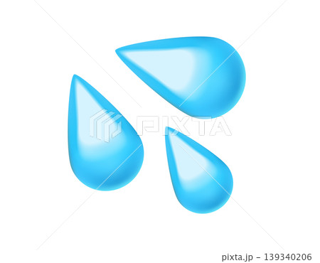 Three glistening gradient glossy blue water droplets Three glistening gradient glossy blue water droplets 139340206