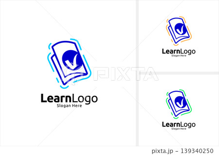 Learning checklist logo design. Creative book logo concept. Education logo design template 139340250