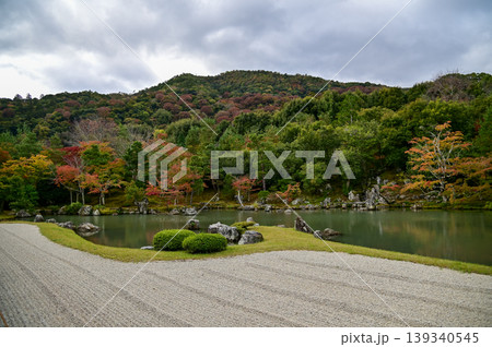 The garden scene of Tenryuji Temple at autumn. Famous temple in Japan. Tenryuji Temple is a Japanese traditional temples in Kyoto. Autumn and garden view. Nature and Travel concept. The garden scene of Tenryuji Temple at autumn. Famous temple in Japan. Tenryuji Temple is a Japanese traditional temples in Kyoto. Autumn and garden view. Nature and Travel concept. 139340545