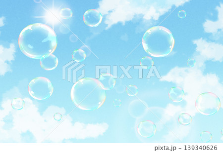 爽やかな青空とシャボン玉の背景イラスト 139340626