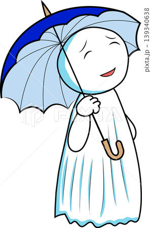 傘をさして雨を楽しむてるてる坊主のイラスト 傘をさして雨を楽しむてるてる坊主のイラスト 139340638