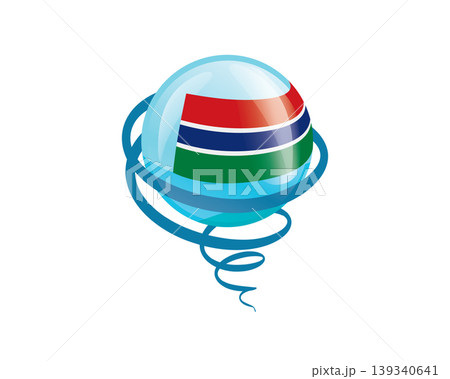 Stylish international icon showcasing Gambian flag within reflective globe design Stylish international icon showcasing Gambian flag within reflective globe design 139340641