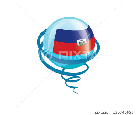 Stylish international icon showcasing Haitian flag within reflective globe design Stylish international icon showcasing Haitian flag within reflective globe design 139340659
