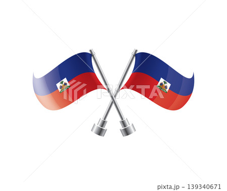 Scalable illustration capturing prideful display of Haitian national banners Scalable illustration capturing prideful display of Haitian national banners 139340671