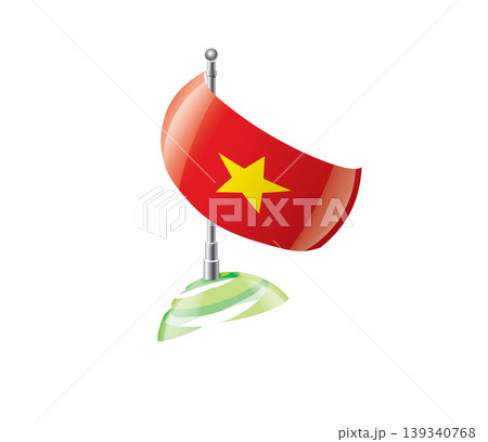 Highly detailed of waving Vietnamese flag with metallic pole and subtle shadow effects for print Highly detailed of waving Vietnamese flag with metallic pole and subtle shadow effects for print 139340768