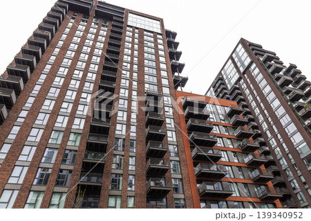Low angle view of modern high rise residential buildings in the city Low angle view of modern high rise residential buildings in the city 139340952