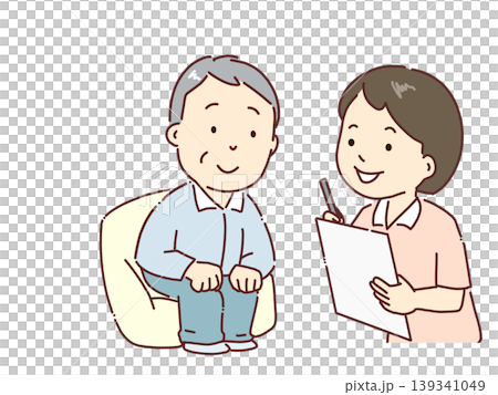 高齢者日常を聞き取る調査員。介護認定調査 139341049