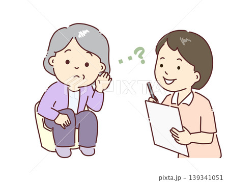 高齢者日常を聞き取る調査員。介護認定調査 高齢者日常を聞き取る調査員。介護認定調査 139341051