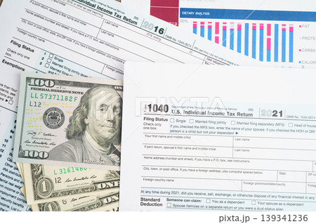 Tax form 1040 U.S. Individual Income Tax Return, business finance concept. Tax form 1040 U.S. Individual Income Tax Return, business finance concept. 139341236