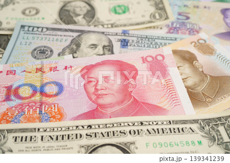 China yuan and dollar banknote money, investment economy business and banking. 139341239