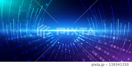 Futuristic digital data technology Background with square pattern element glowing. 139341350