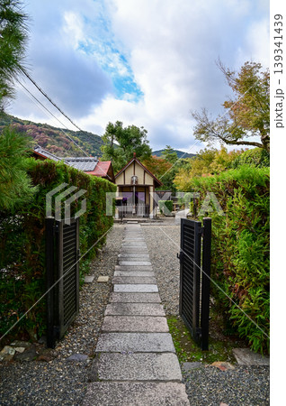 The gardern view of Nonomiya Shrine, Kyoto, Japan at autumn. A Shinto shrine in the Arashiyama district, close to its bamboo forest. Nature and travel concept. The gardern view of Nonomiya Shrine, Kyoto, Japan at autumn. A Shinto shrine in the Arashiyama district, close to its bamboo forest. Nature and travel concept. 139341439