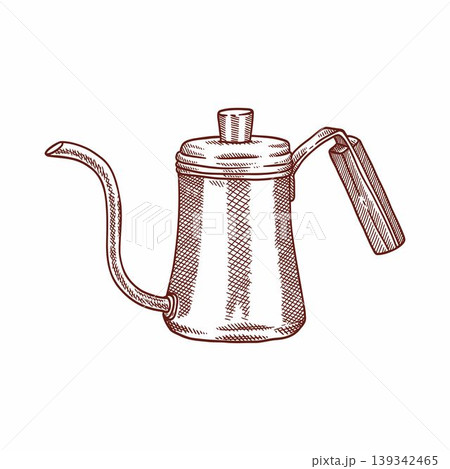 Vintage Hand Drawn Gooseneck Kettle Illustration Vintage Hand Drawn Gooseneck Kettle Illustration 139342465