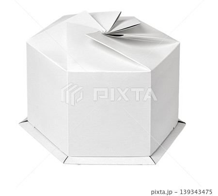 White hexagonal paper gift box with spiral lid White hexagonal paper gift box with spiral lid 139343475