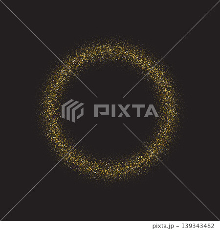 Round vector frame with golden glitter particles 139343482