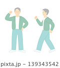 ウォーキングをして体力に自信がついたシニア男性のイラスト 139343542