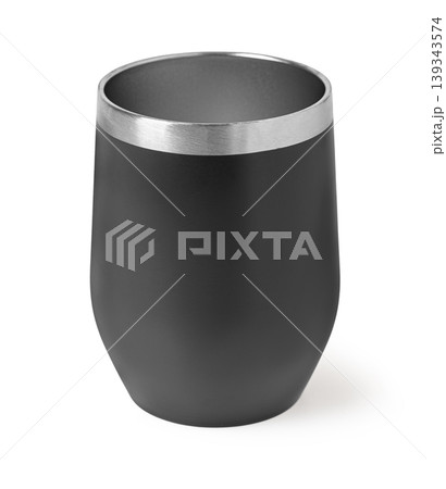 Black insulated metal tumbler displaying matte finish Black insulated metal tumbler displaying matte finish 139343574