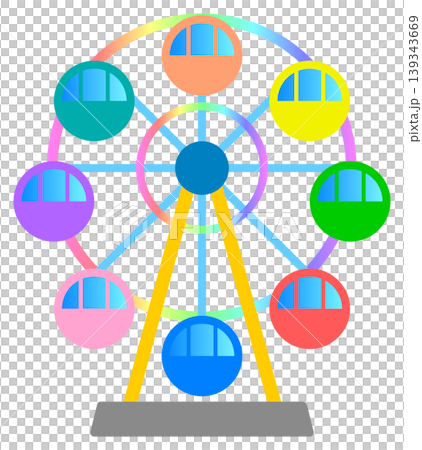 Illustration of a Ferris wheel, a popular attraction at amusement parks and theme parks. Illustration of a Ferris wheel, a popular attraction at amusement parks and theme parks. 139343669