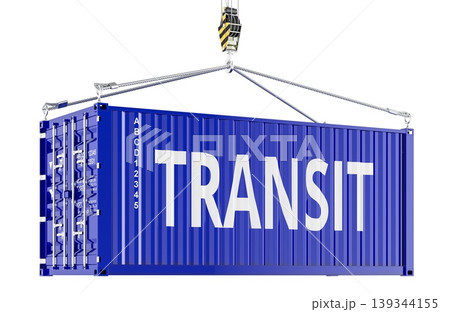 Transit shipping concept with container lifted by crane. 3d rendering Transit shipping concept with container lifted by crane. 3d rendering 139344155