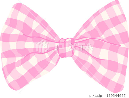 Pink Gingham Bow Tie Illustration 139344625