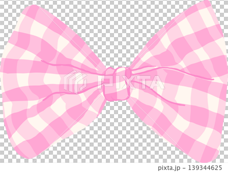 Pink Gingham Bow Tie Illustration 139344625