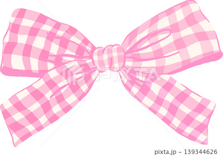 Pink Gingham Bow Illustration 139344626