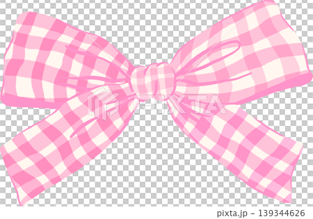 Pink Gingham Bow Illustration 139344626