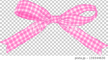 Retro Bright Pink Gingham Bow Illustration 139344630