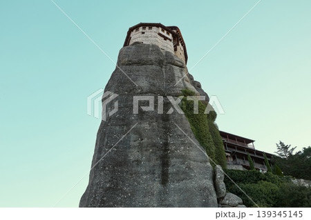 Rusanu Monastery in Meteora at night, Greece Rusanu Monastery in Meteora at night, Greece 139345145