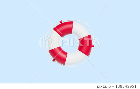 Red and White Lifebuoy. 3D Rendering. Red and White Lifebuoy. 3D Rendering. 139345951