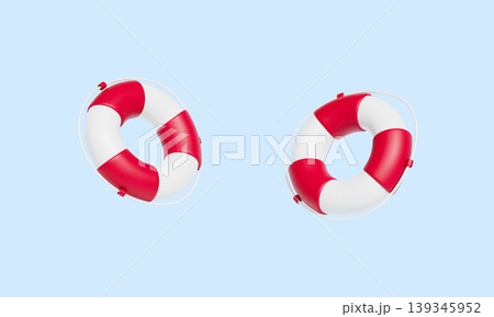 Red and White Lifebuoy. 3D Rendering.  139345952