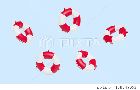 Red and White Lifebuoy. 3D Rendering.  139345953