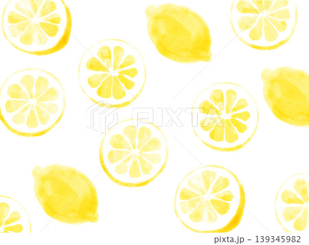 レモンの輪切りを散りばめた背景イラスト レモンの輪切りを散りばめた背景イラスト 139345982