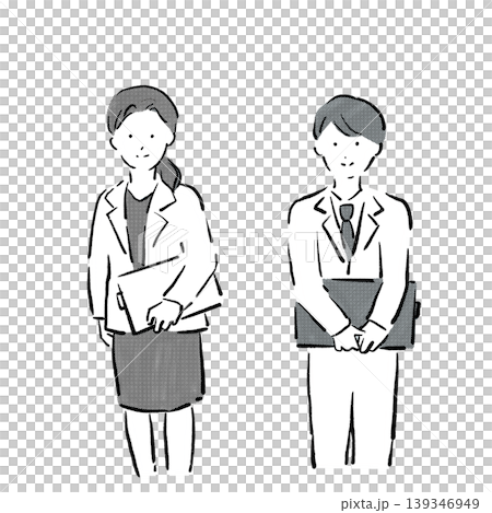 Black and white illustrations of working men and women Black and white illustrations of working men and women 139346949