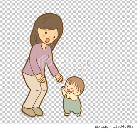 [Explanation: Secure Attachment Style] A 1-year-old child rejoices at reuniting with their mother - Illustration material on attachment styles, SSP, and psychology 139346988