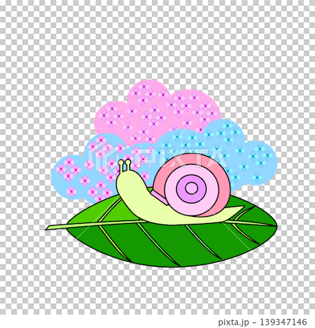 蝸牛、樹葉和繡球花 蝸牛、樹葉和繡球花 139347146