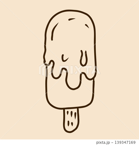 Vector hand drawn doodle illustration of ice cream. Line art illustration perfect for summer design. 139347169