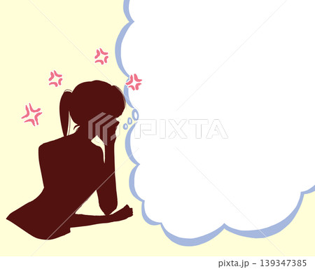 ムカついている女性 シルエット 吹き出し ムカついている女性 シルエット 吹き出し 139347385