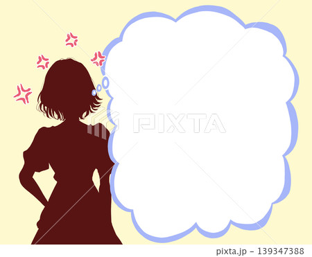 ムカついている女性 シルエット 吹き出し ムカついている女性 シルエット 吹き出し 139347388