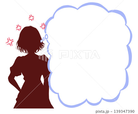 ムカついている女性　シルエット　吹き出し 139347390