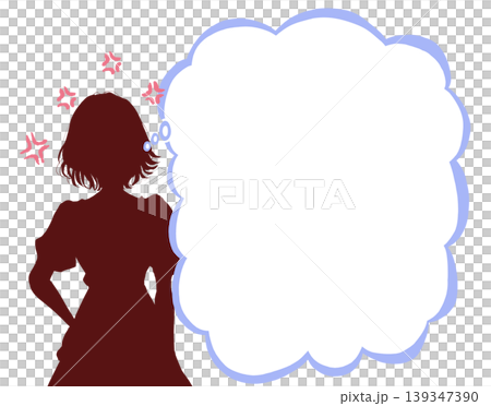 ムカついている女性　シルエット　吹き出し 139347390