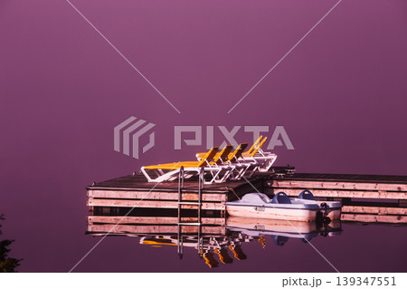 Dock on Lac-Superieur, Mont-tremblant, Quebec, Canada 139347551