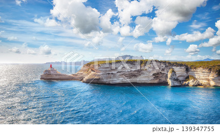 Unbelivable view of lighthouse near old town Bonifacio. Unbelivable view of lighthouse near old town Bonifacio. 139347755