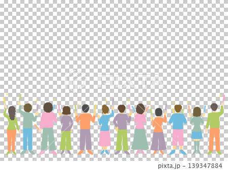 The backs of people standing with penlights in their hands The backs of people standing with penlights in their hands 139347884