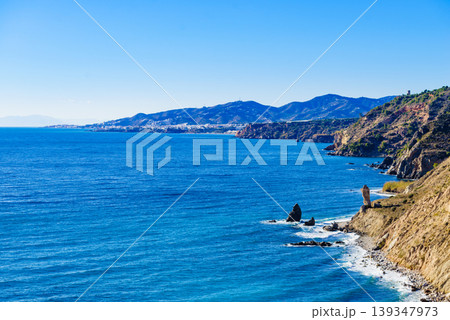 Spanish coast landscape, cliffs in Andalusia. 139347973