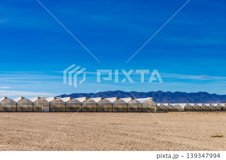 Commercial greenhouses on coast, Spain. Food production Commercial greenhouses on coast, Spain. Food production 139347994