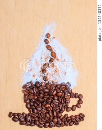 Coffee cup made from roasted beans 139348330